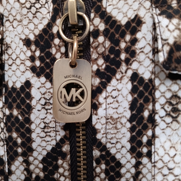 Micheal Kors Sheer Snake Skin Zip-Up Shirt - Picture 7 of 9